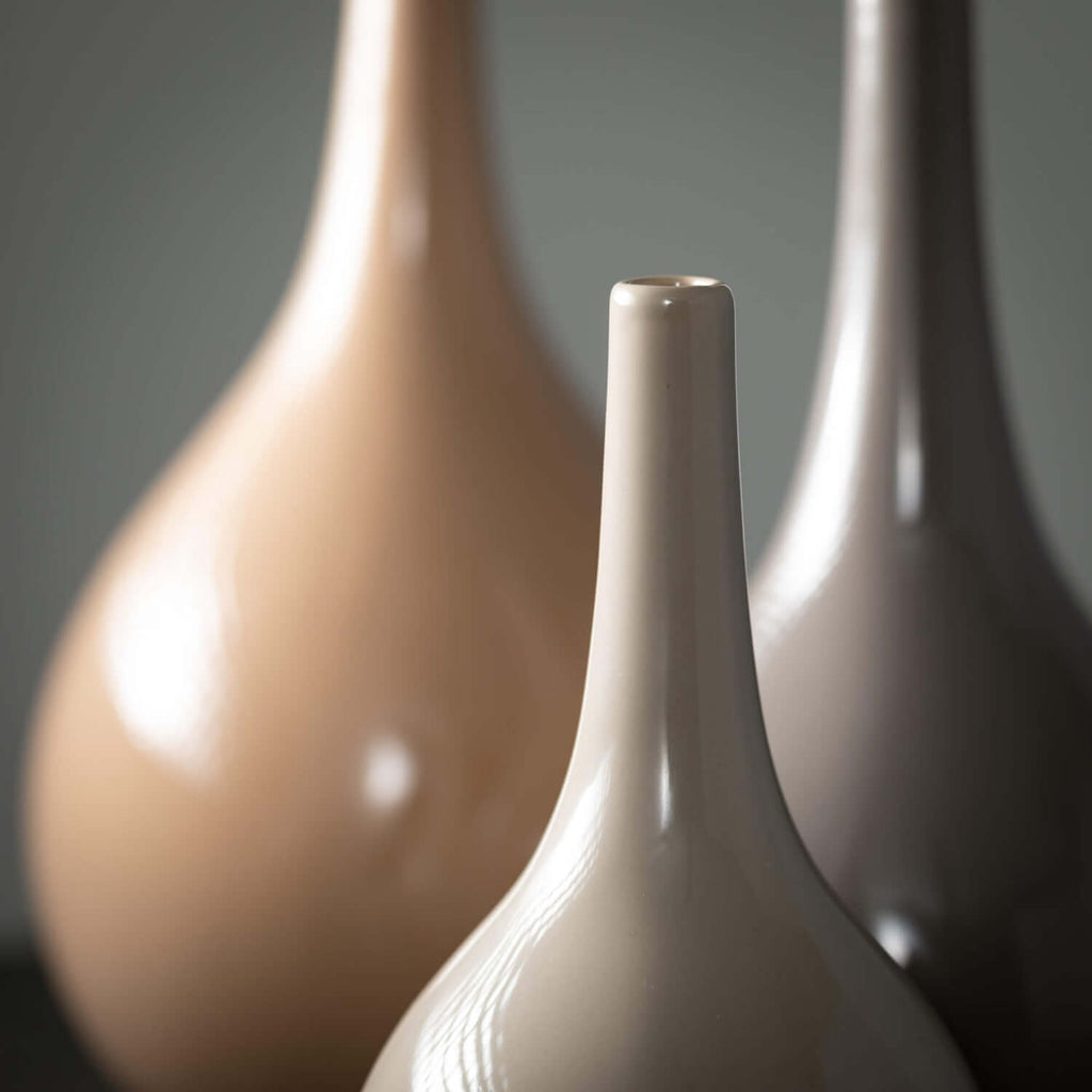 Warm Glossy Vase Set Of 3     