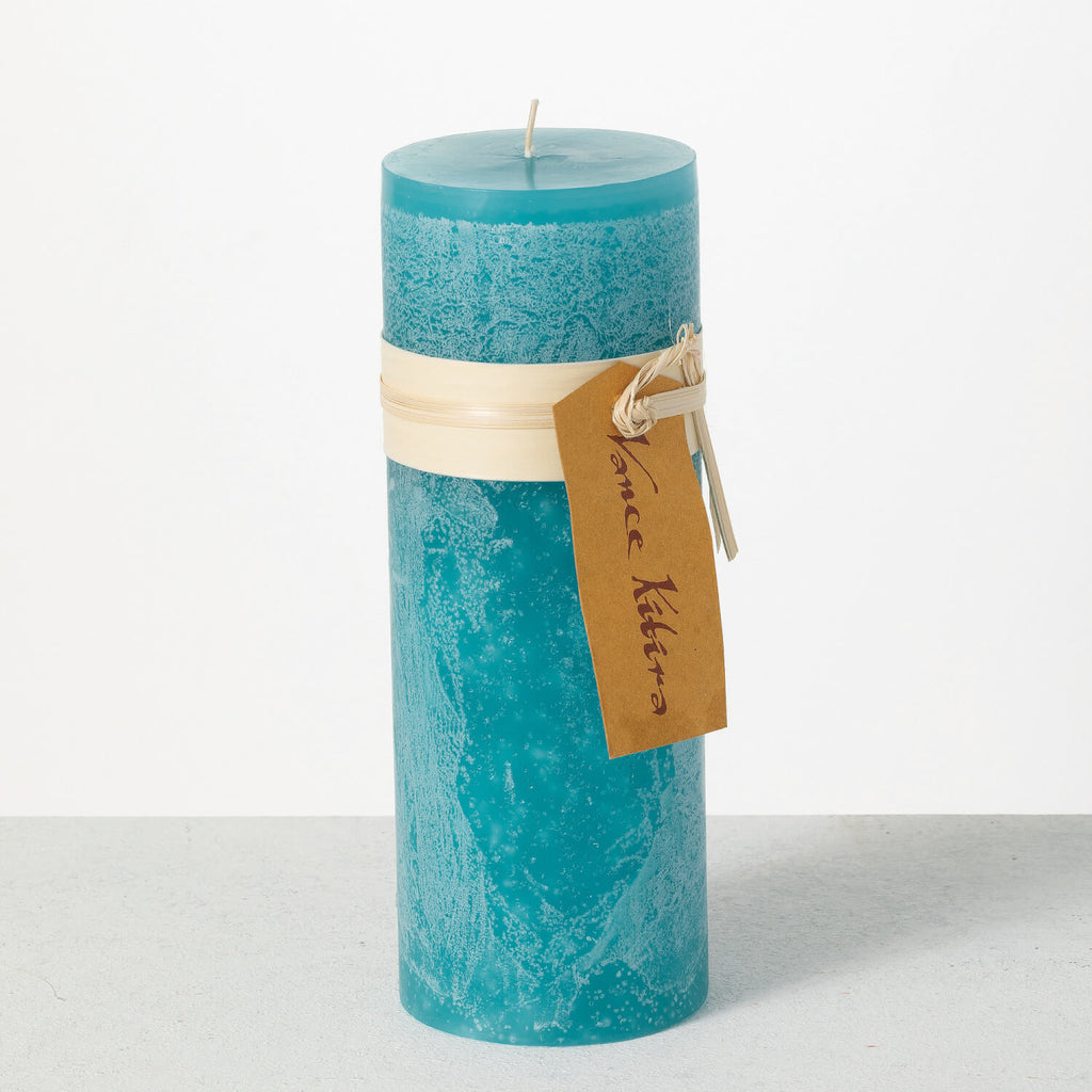 Sea Glass Timber Pillar Candle