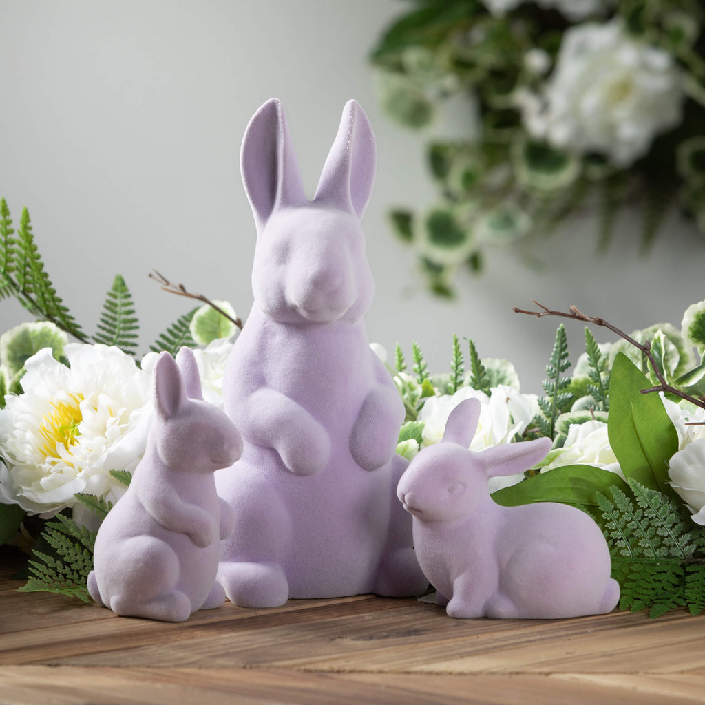 Lavender Bunny Figurine Set   