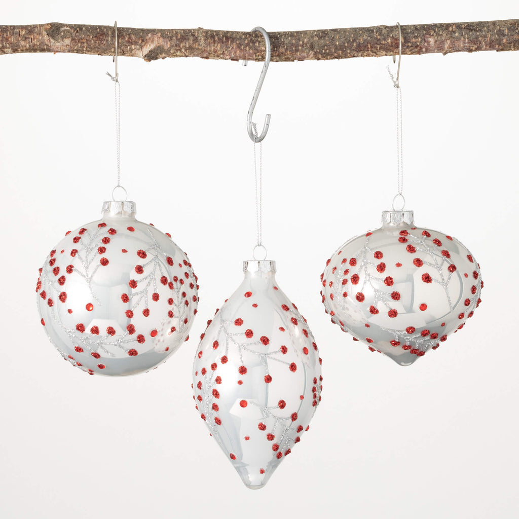 Holly Berry Ornament Set Of 3 
