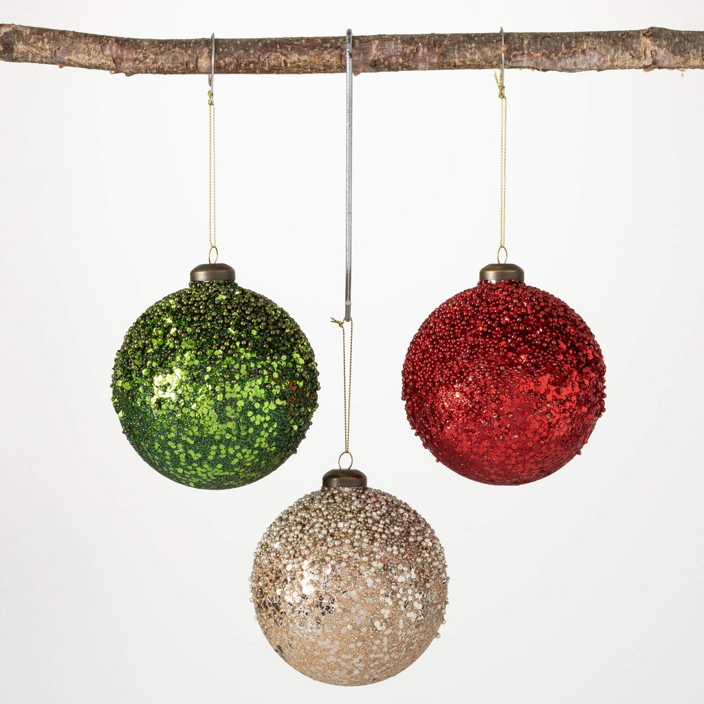 Glitter Ball Ornament Set Of 3