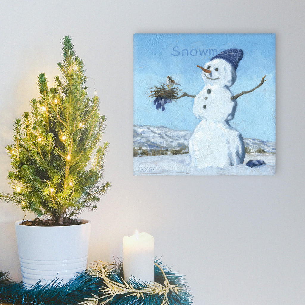 Snowman With Bird Giclee Wall 