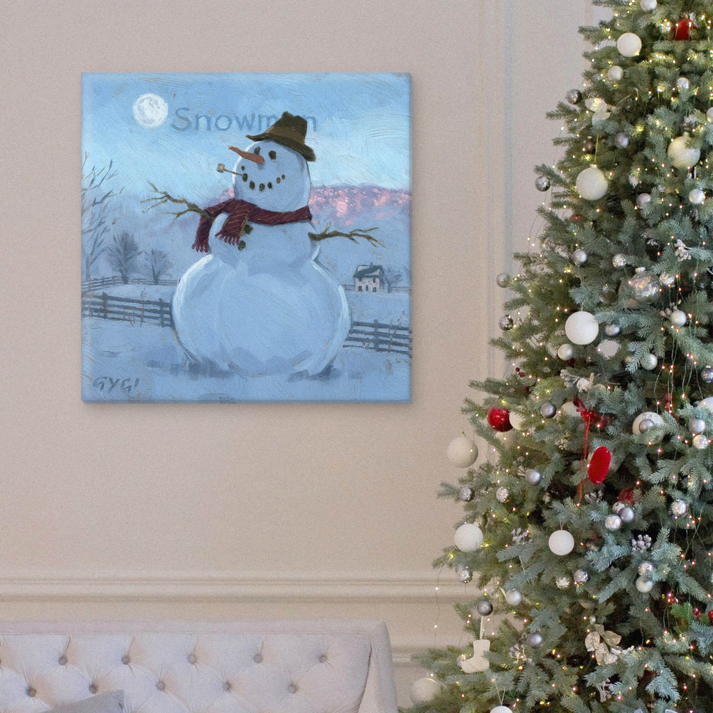 Snowman At Sunrise Giclee Wall