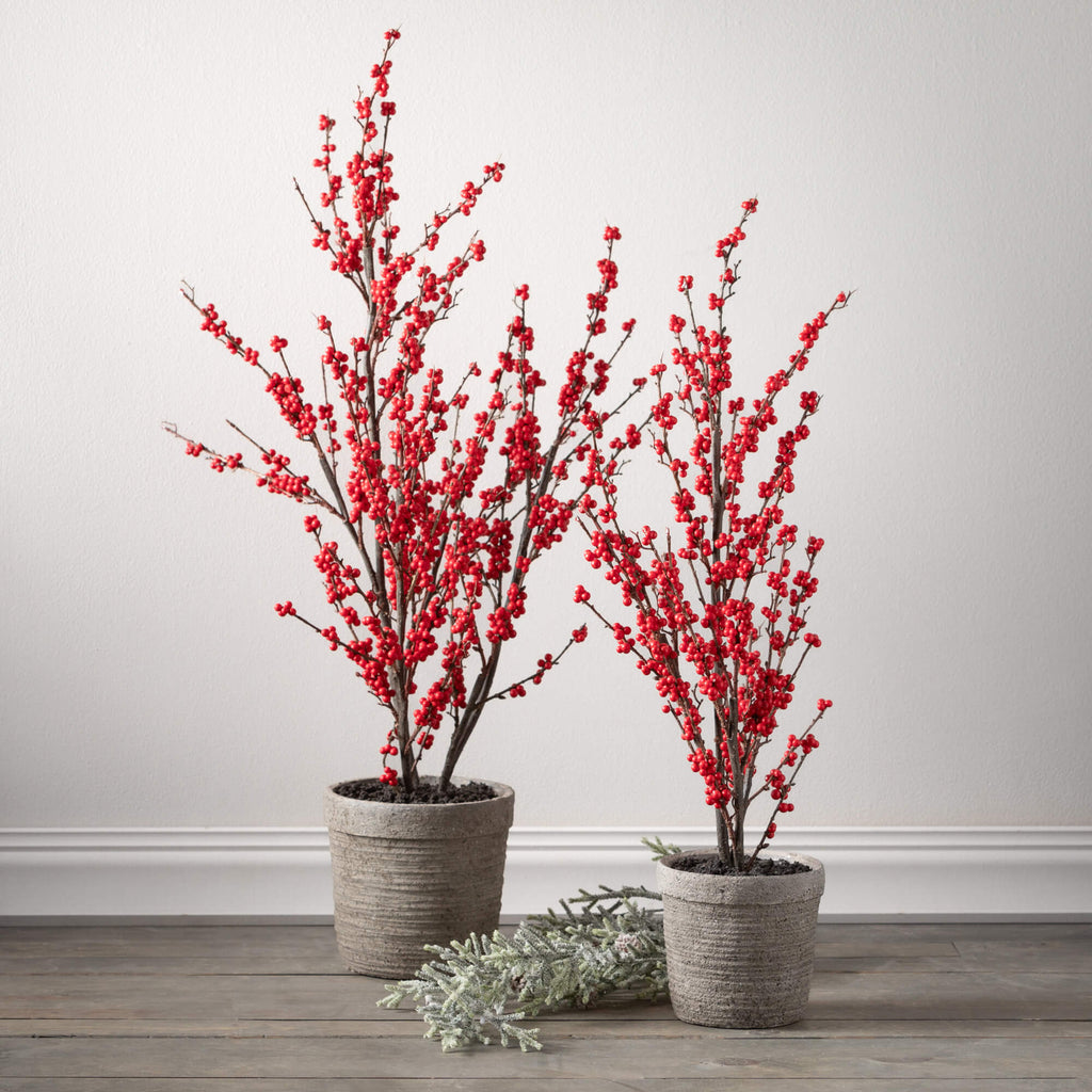 Potted Red Berry Tree Set 2   