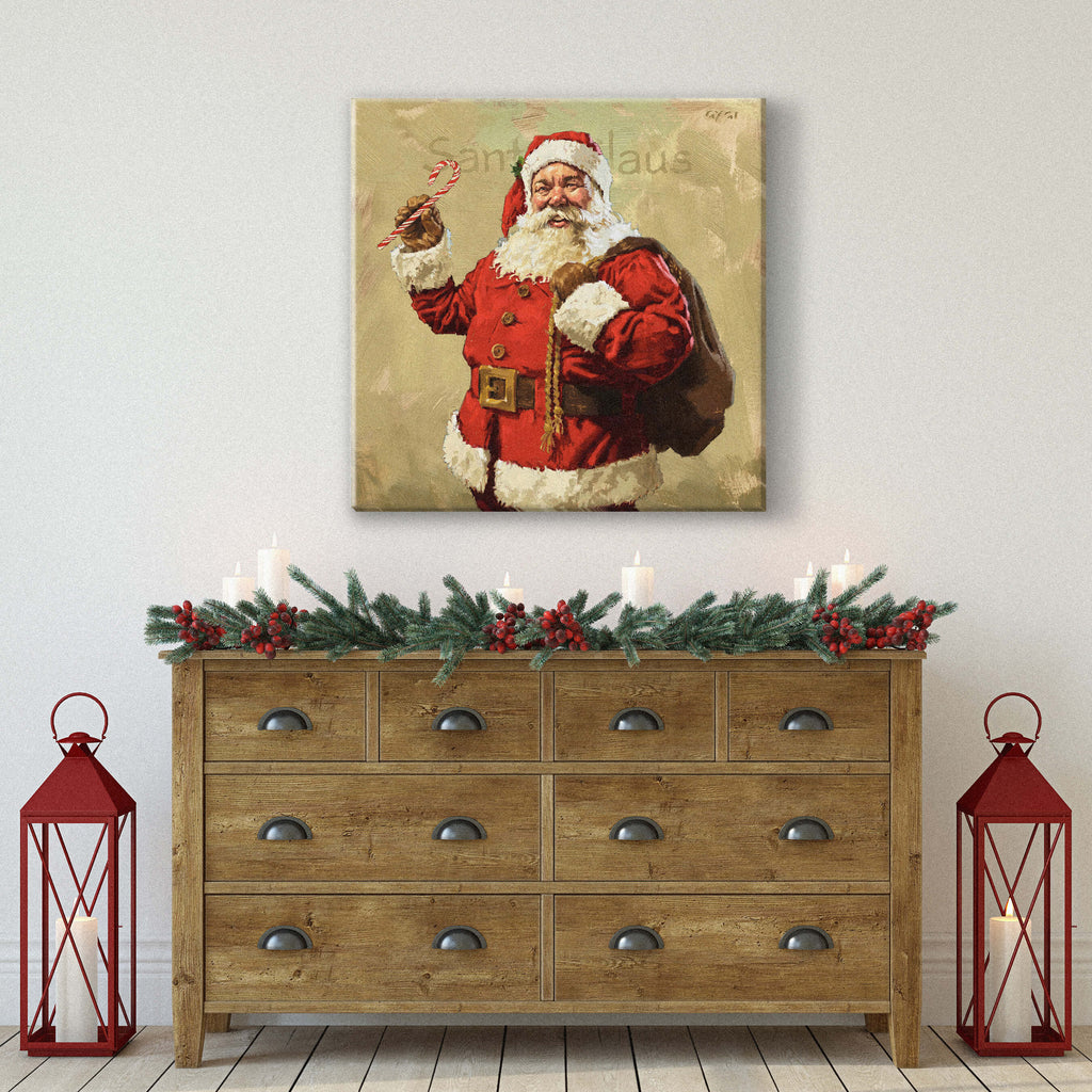 Candy Cane Santa Wall Art     