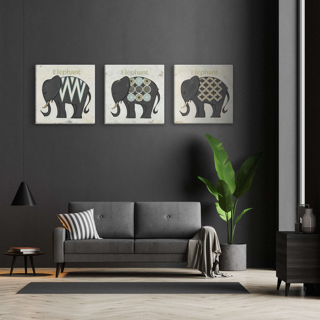 Circle Elephant Silhouette Art