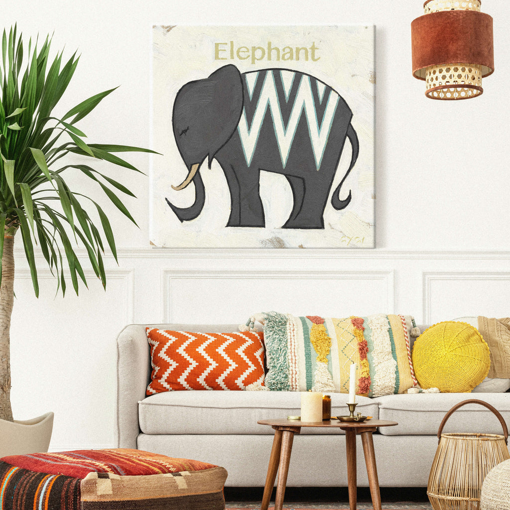 Zigzag Elephant Silhouette Art