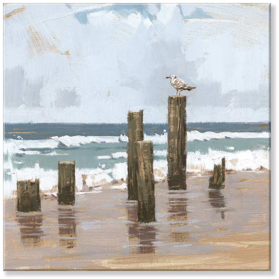 Seagull On Pier Posts Art     