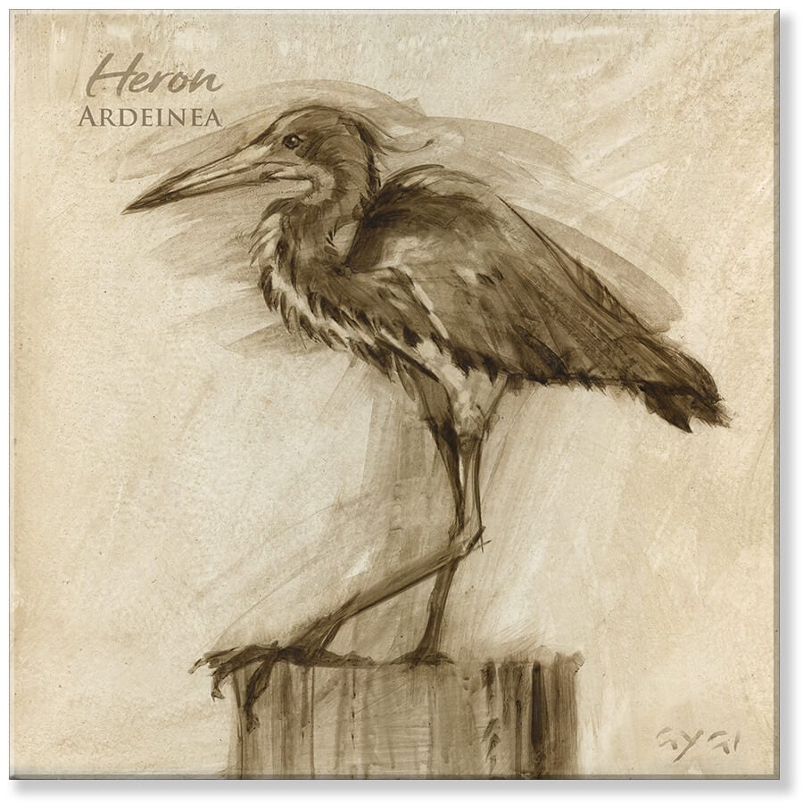 Sepia Heron Canvas Art        