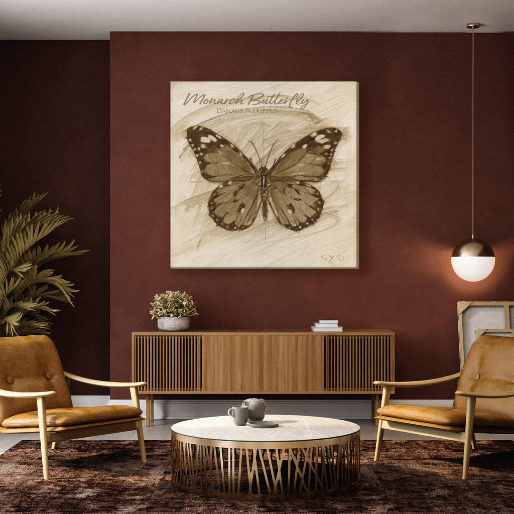 Sepia Monarch Canvas Art      