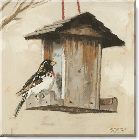 Grosbeak With Birdhouse Art   