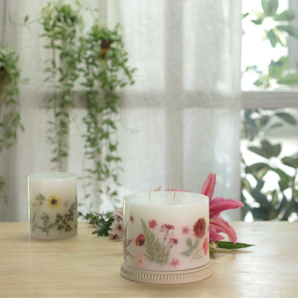 Blooming Blush Pillar Candle  