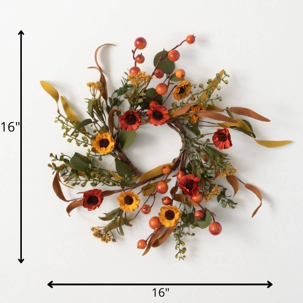 Fall Berry & Flower Wreath    