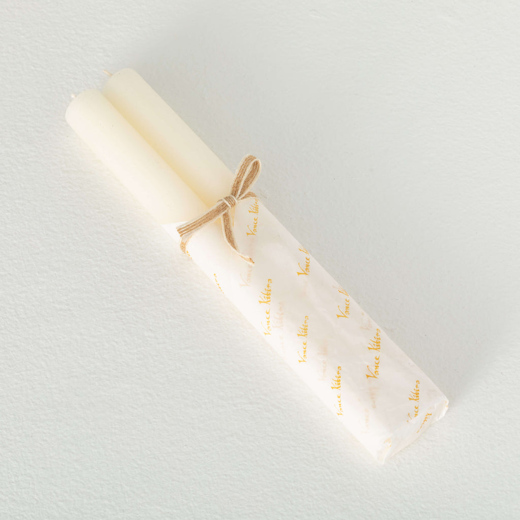 Melon White Taper Candle Pair 