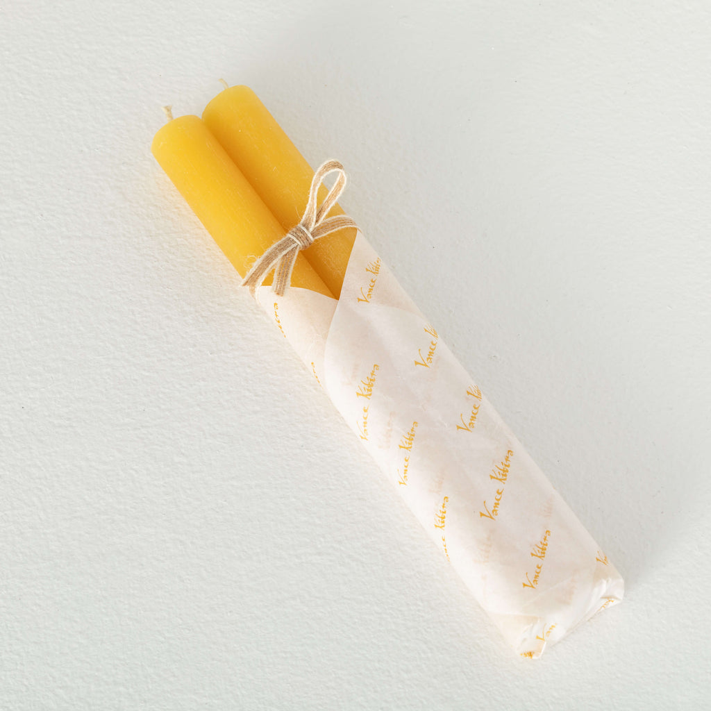 Pale Yellow Taper Candle Pair 