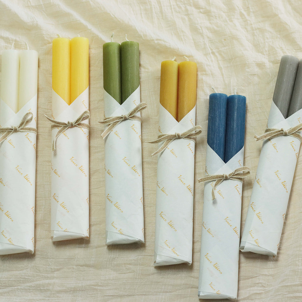 Pale Yellow Taper Candle Pair 