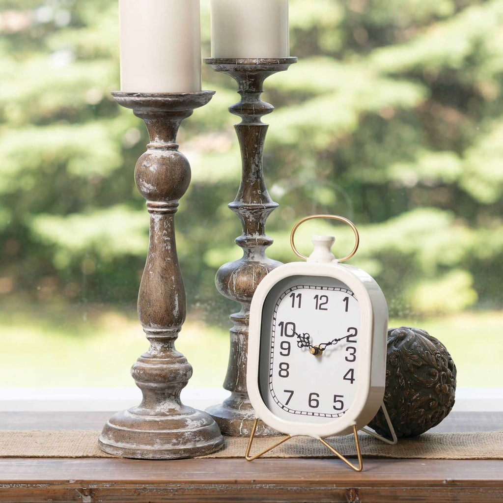 White Oblong Desk Clock       