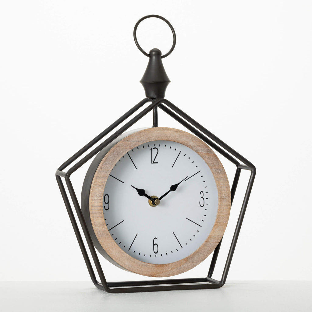 Metal Pentagon Desk Clock     