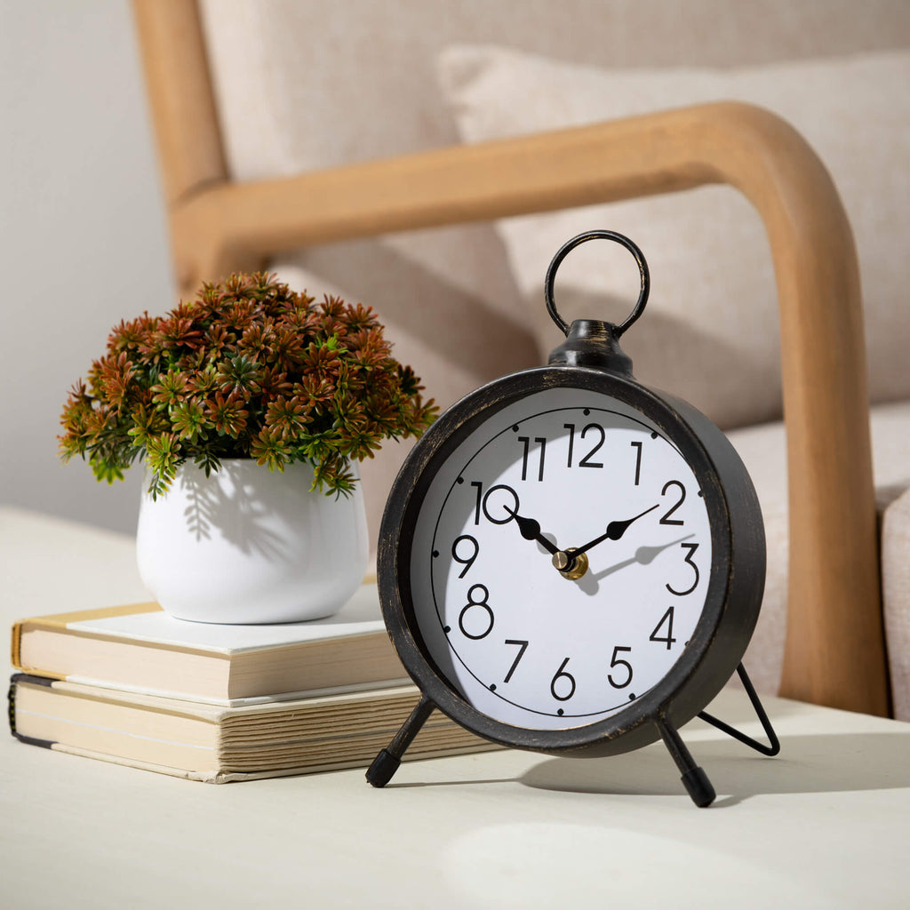 Vintage Metal Desk Clock      