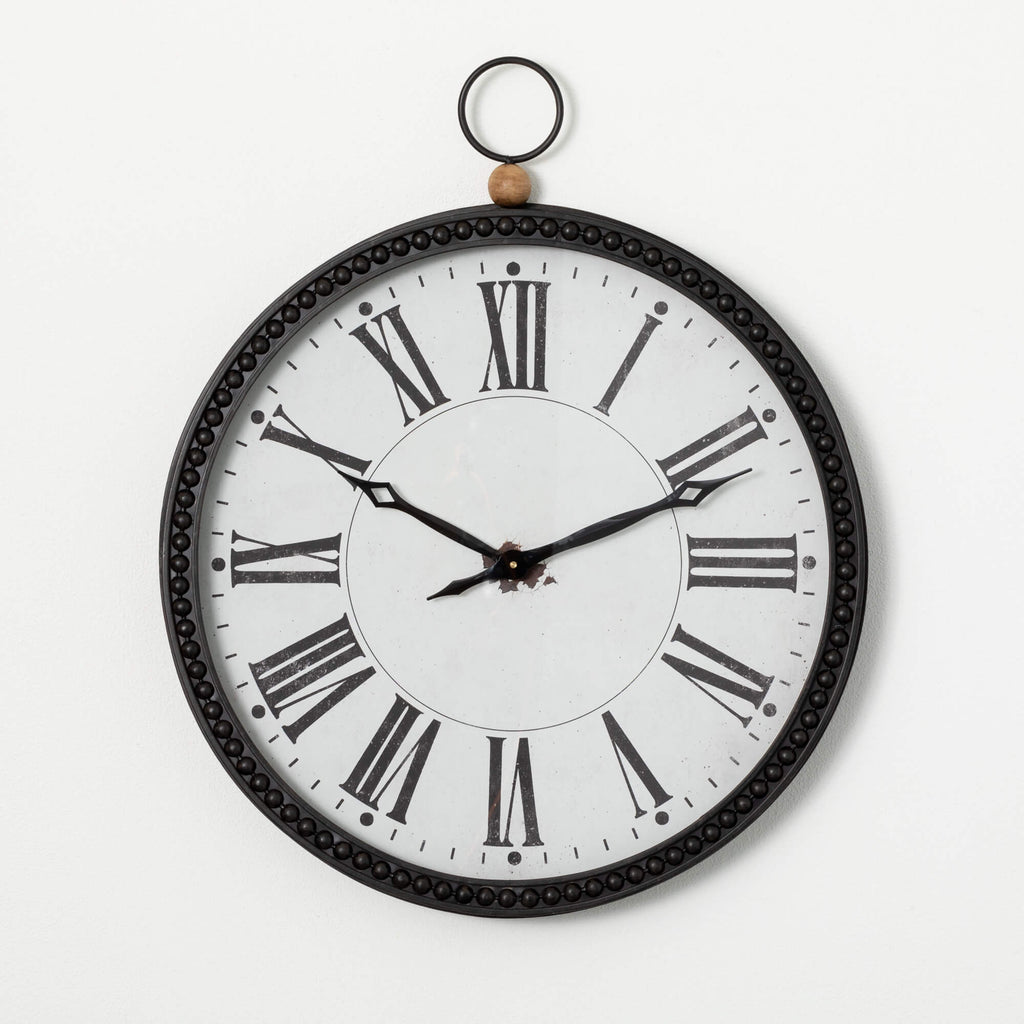 Black Bead Rimmed Wall Clock  