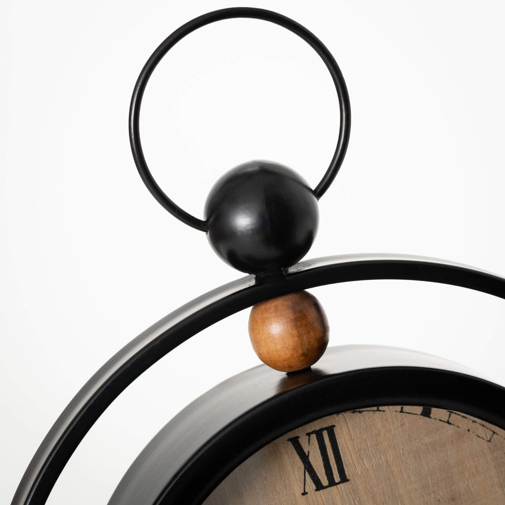 Modern Wood & Black Desk Clock