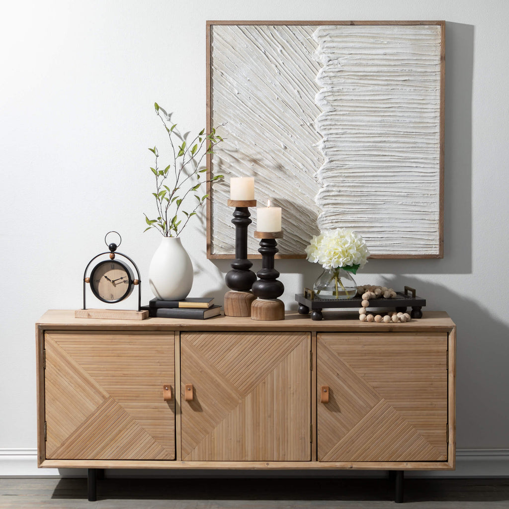 Modern Wood & Black Desk Clock