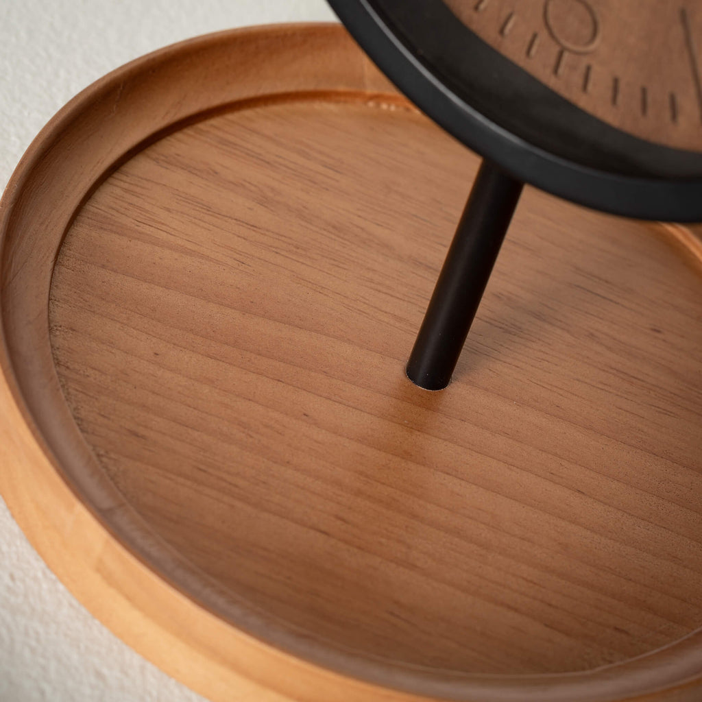 Wooden Pedestal Desk Clock    