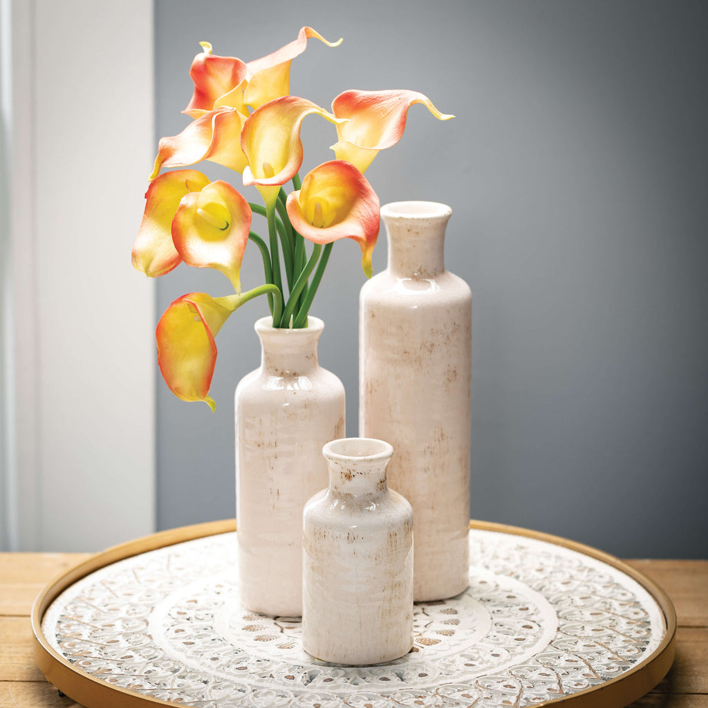 White Bottle Vase Set Of 3    