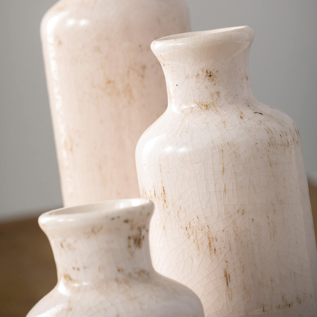 White Bottle Vase Set Of 3    