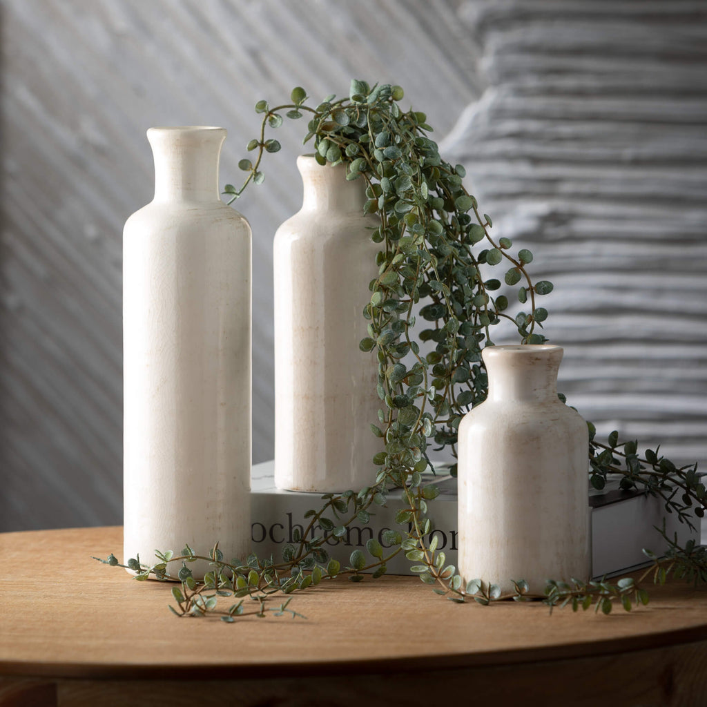 White Bottle Vase Set Of 3    