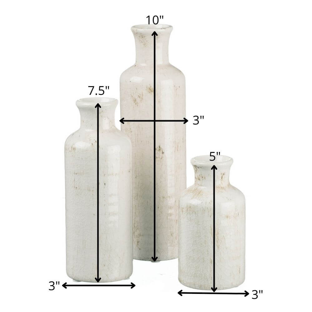 White Bottle Vase Set Of 3    