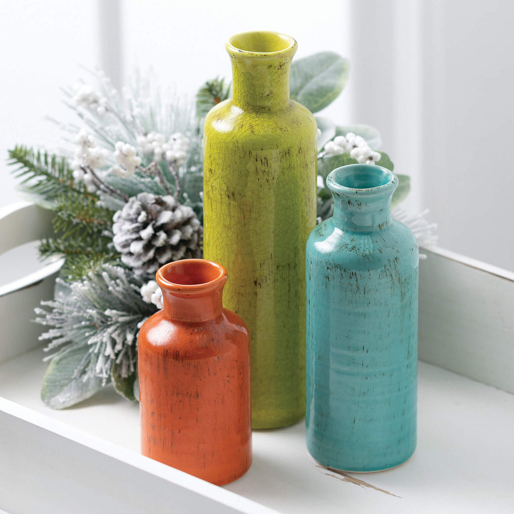 Colorful Bottle Vase Set Of 3 