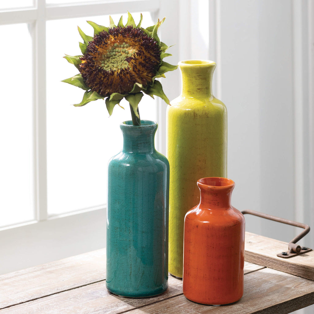 Colorful Bottle Vase Set Of 3 