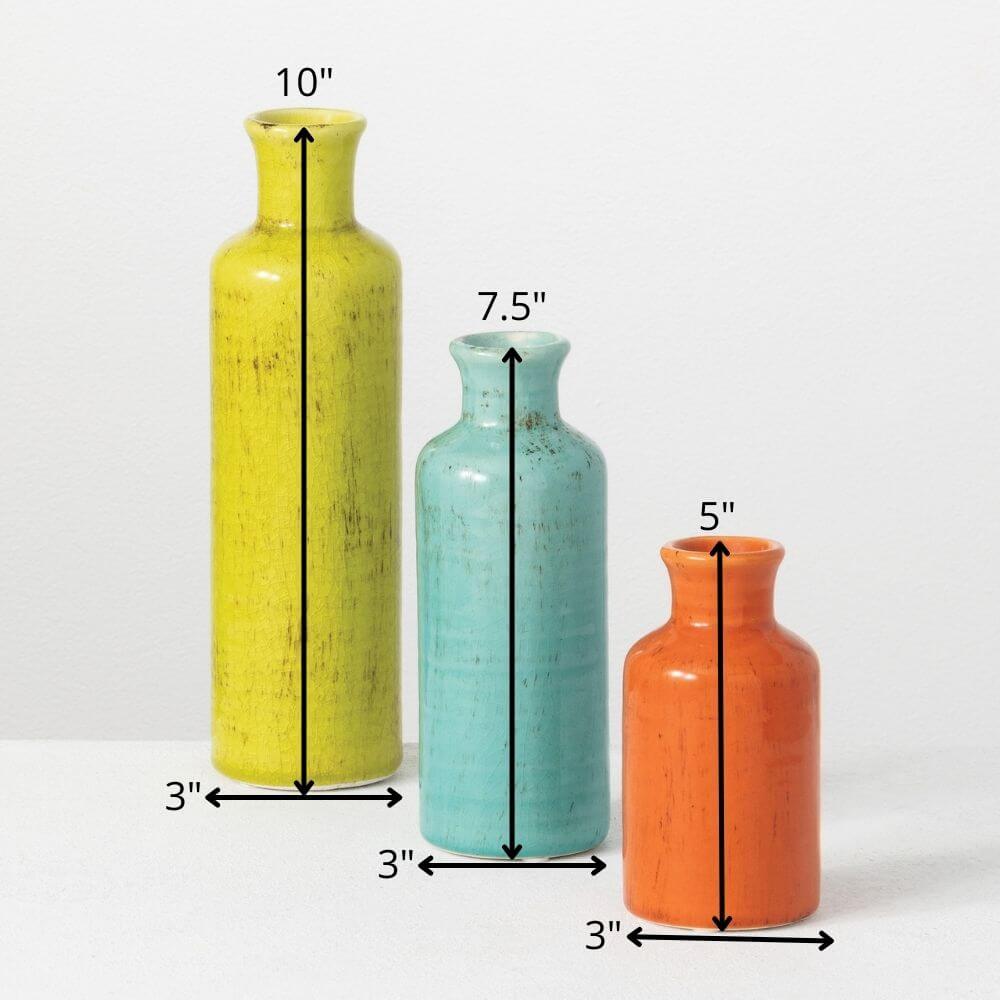 Colorful Bottle Vase Set Of 3 