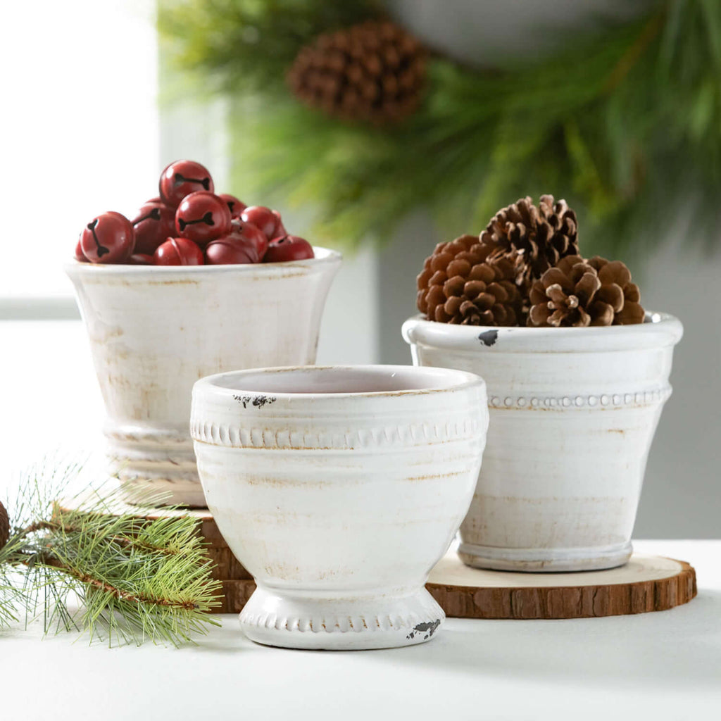 Glazed Ceramic Pot Set Of 3   