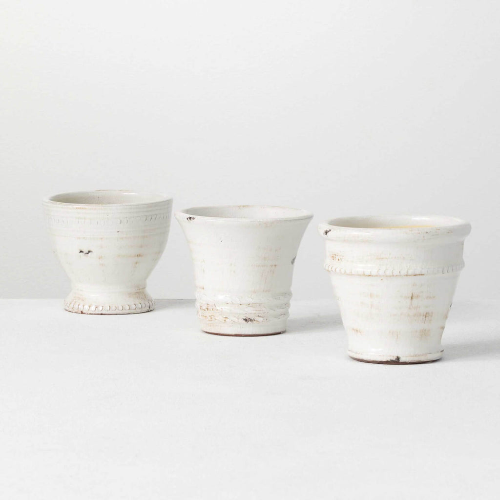 Glazed Ceramic Pot Set Of 3   