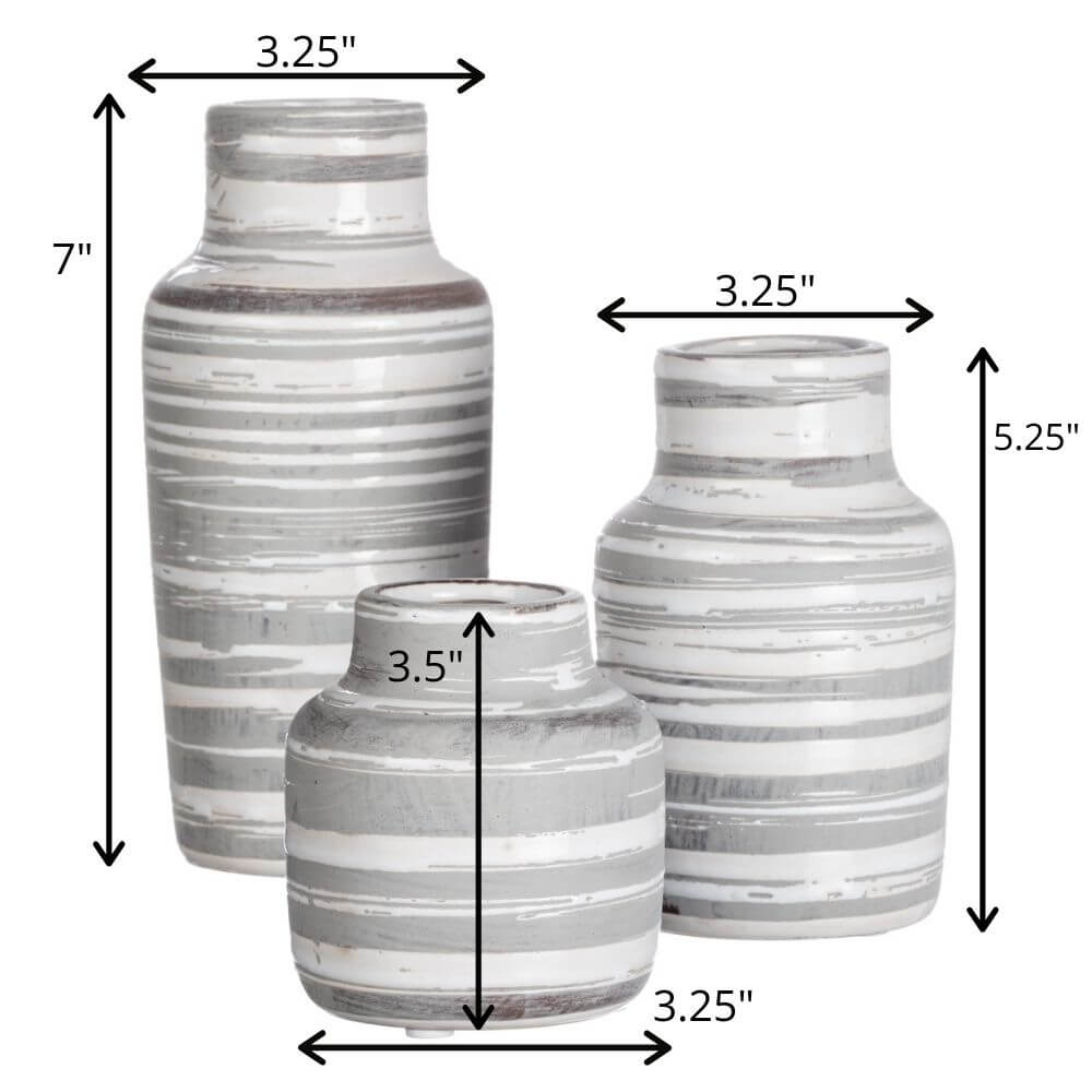 Striped Bottle Vase Set Of 3  