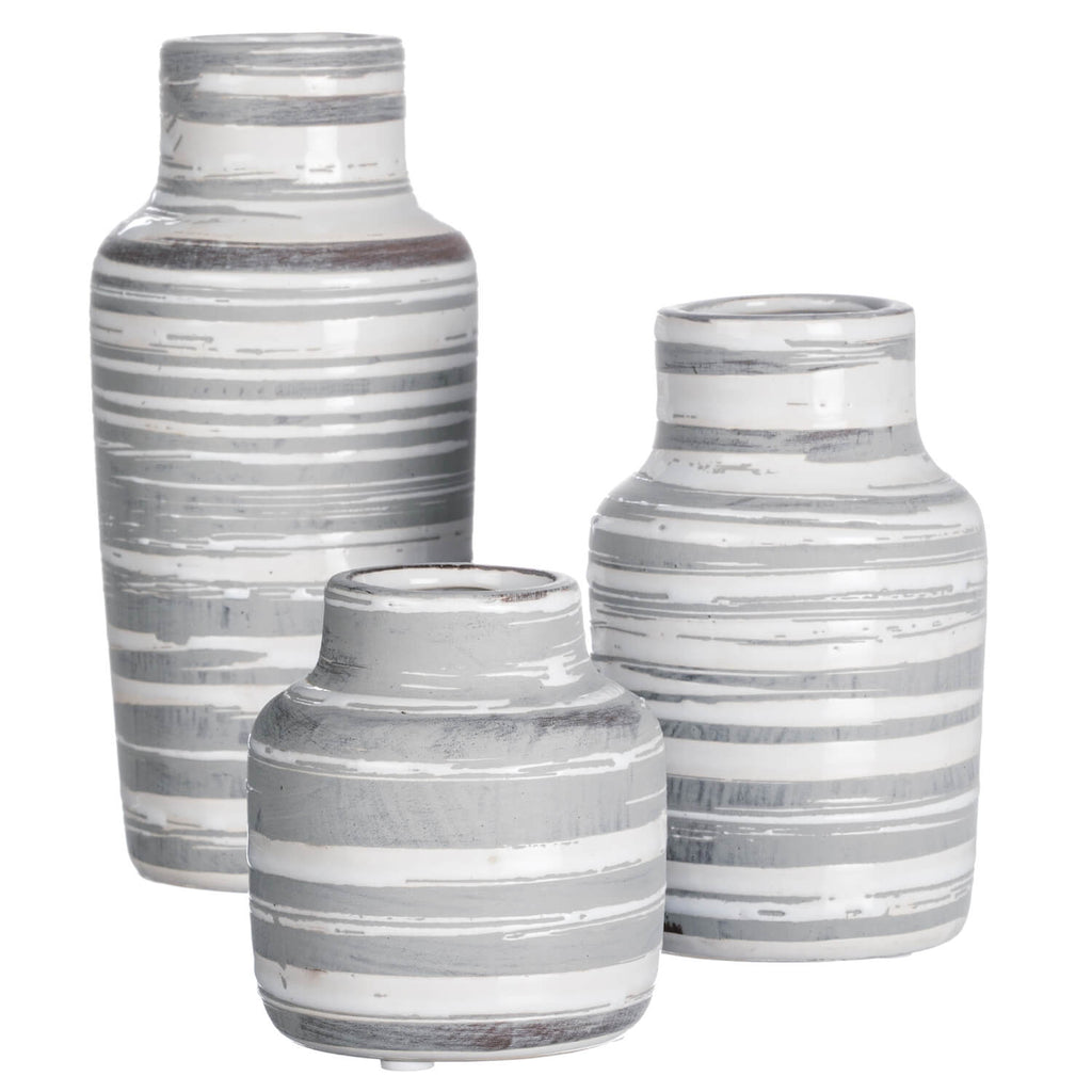 Striped Bottle Vase Set Of 3  