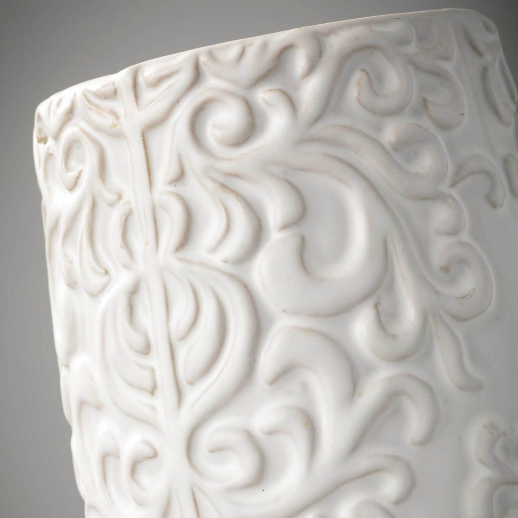 White Floral Printed Vase     