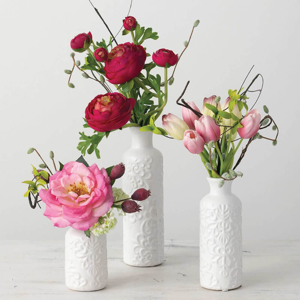 Textured Bottle Vase Set Of 3 