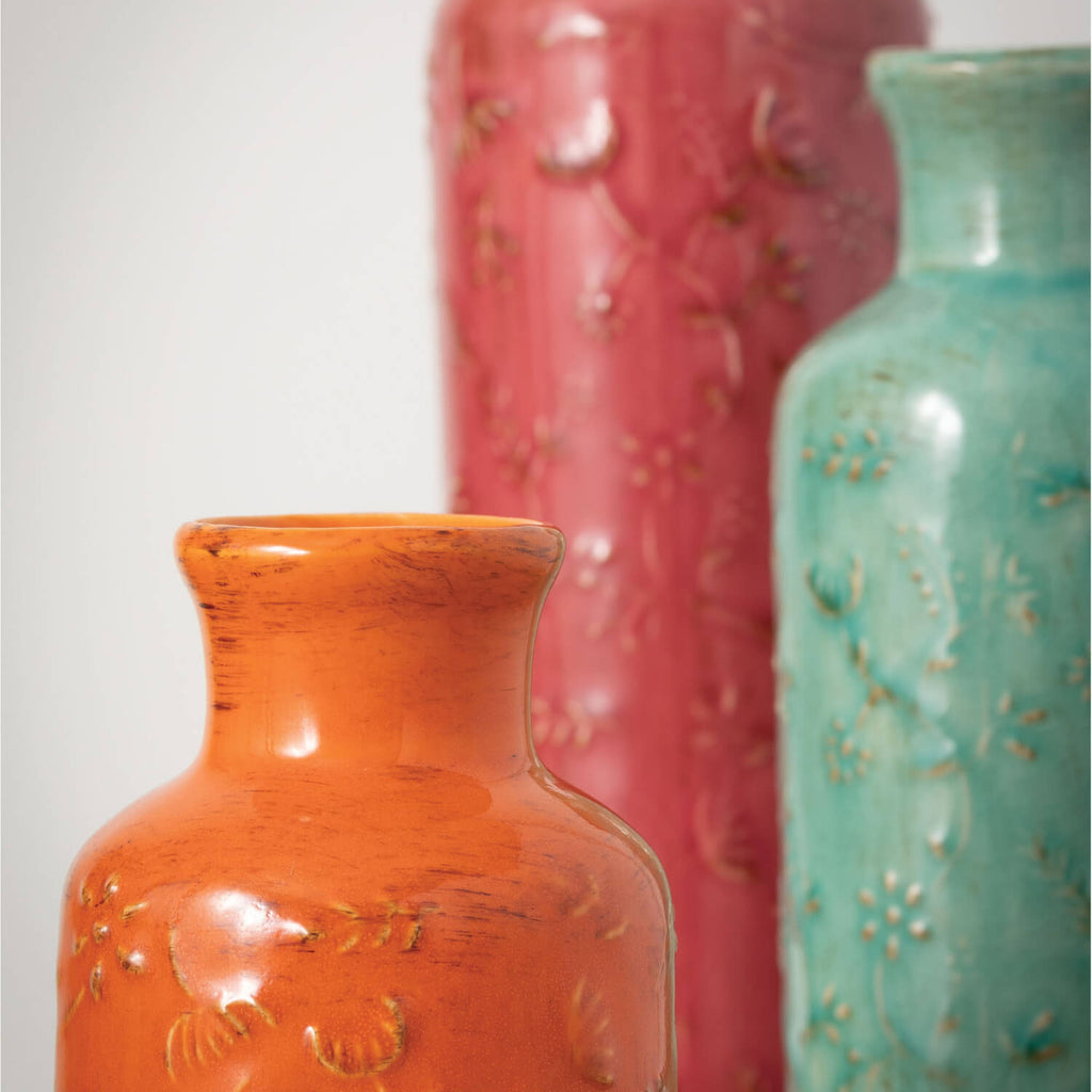 Floral Relief Bottle Set Of 3 