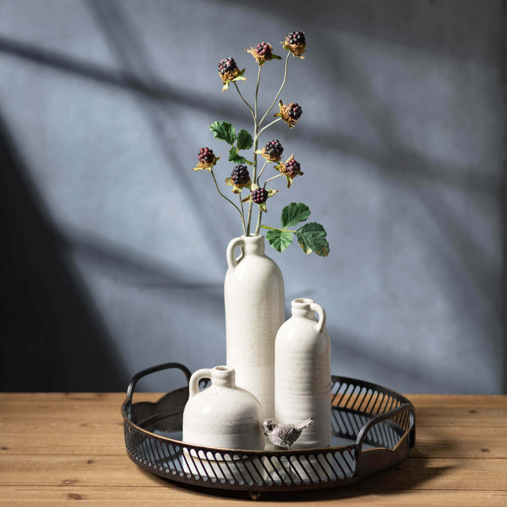 White Speckled Jug Vase Trio  