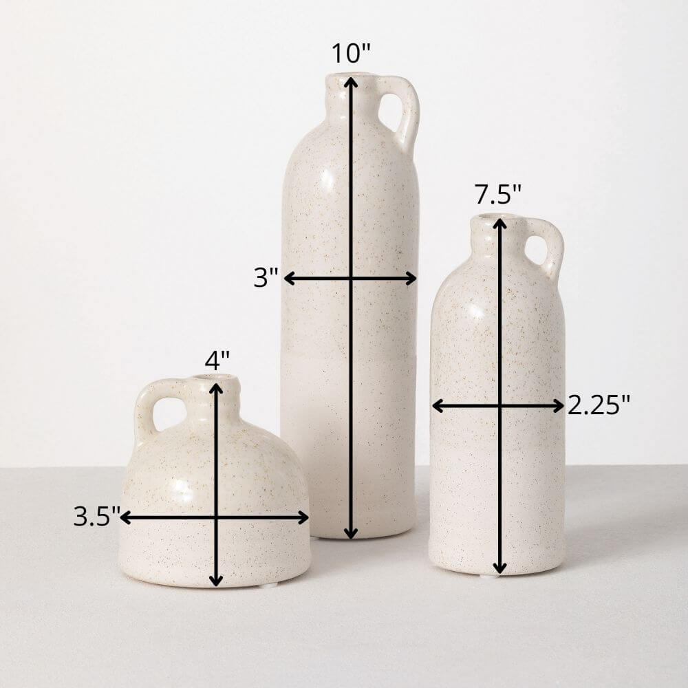 White Speckled Jug Vase Trio  