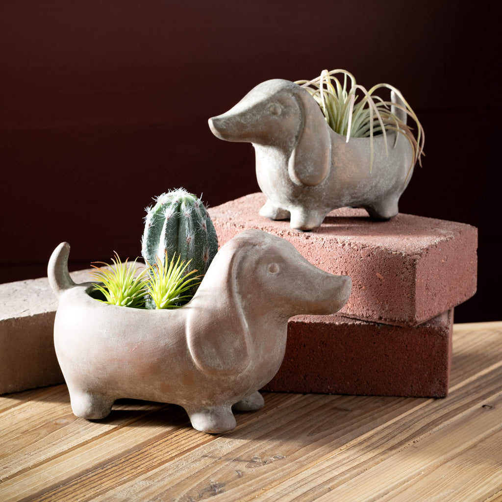 Dachshund Dog Planter Set Of 2