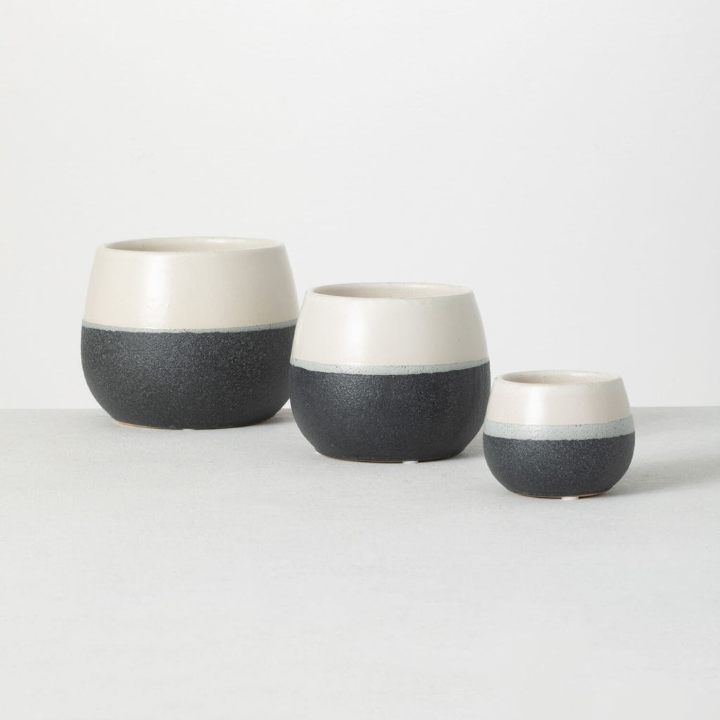 Black And White Planter Set   