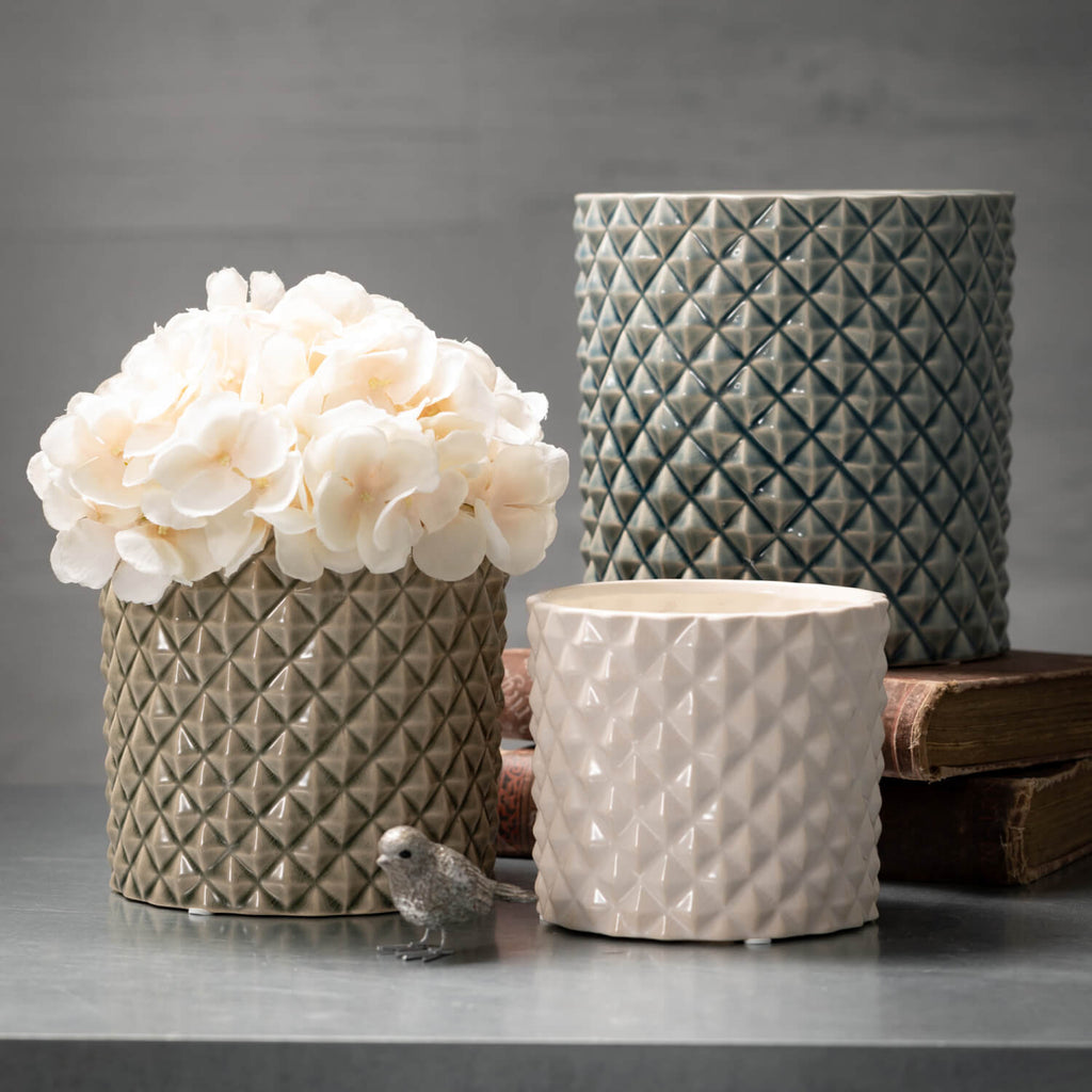 Diamond Embossed Planter Set 3