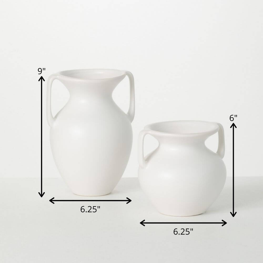 Bisque Ceramic Handled Urn Set