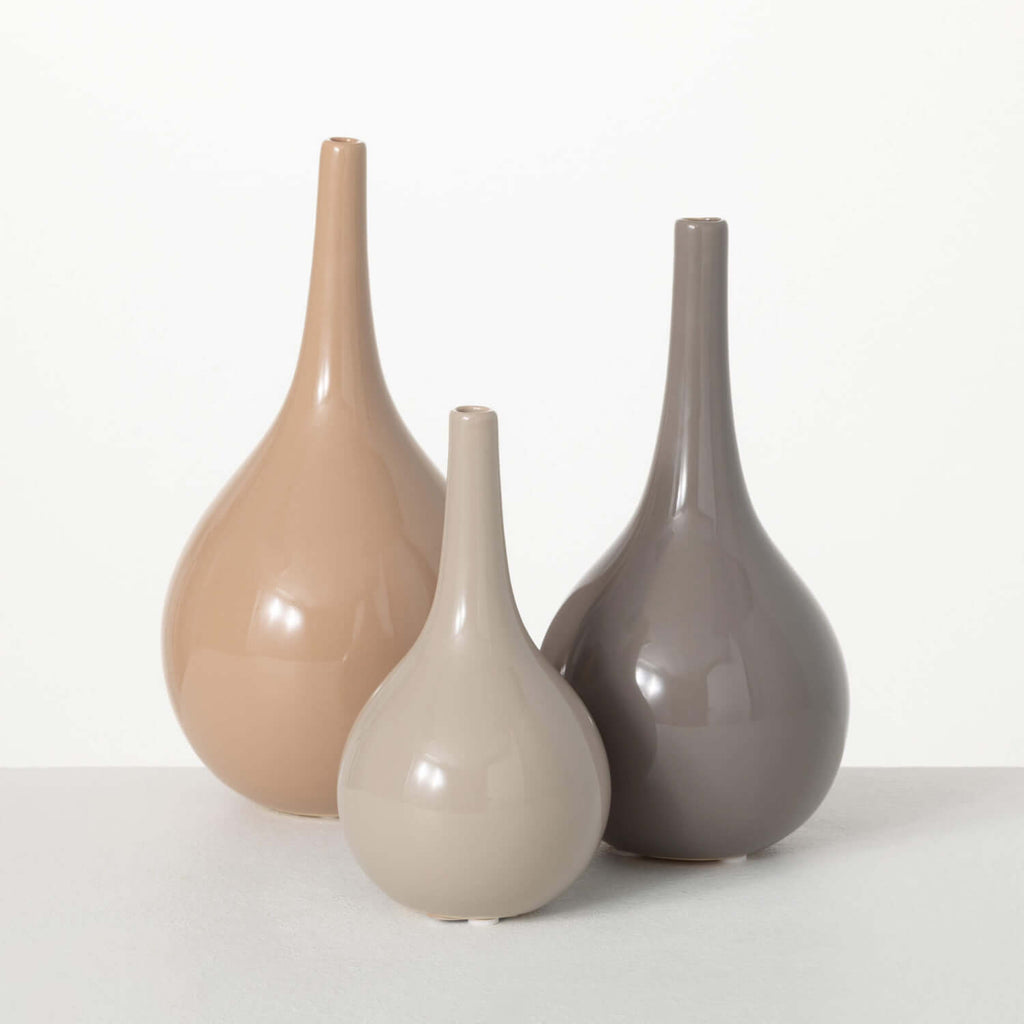 Warm Glossy Vase Set Of 3     