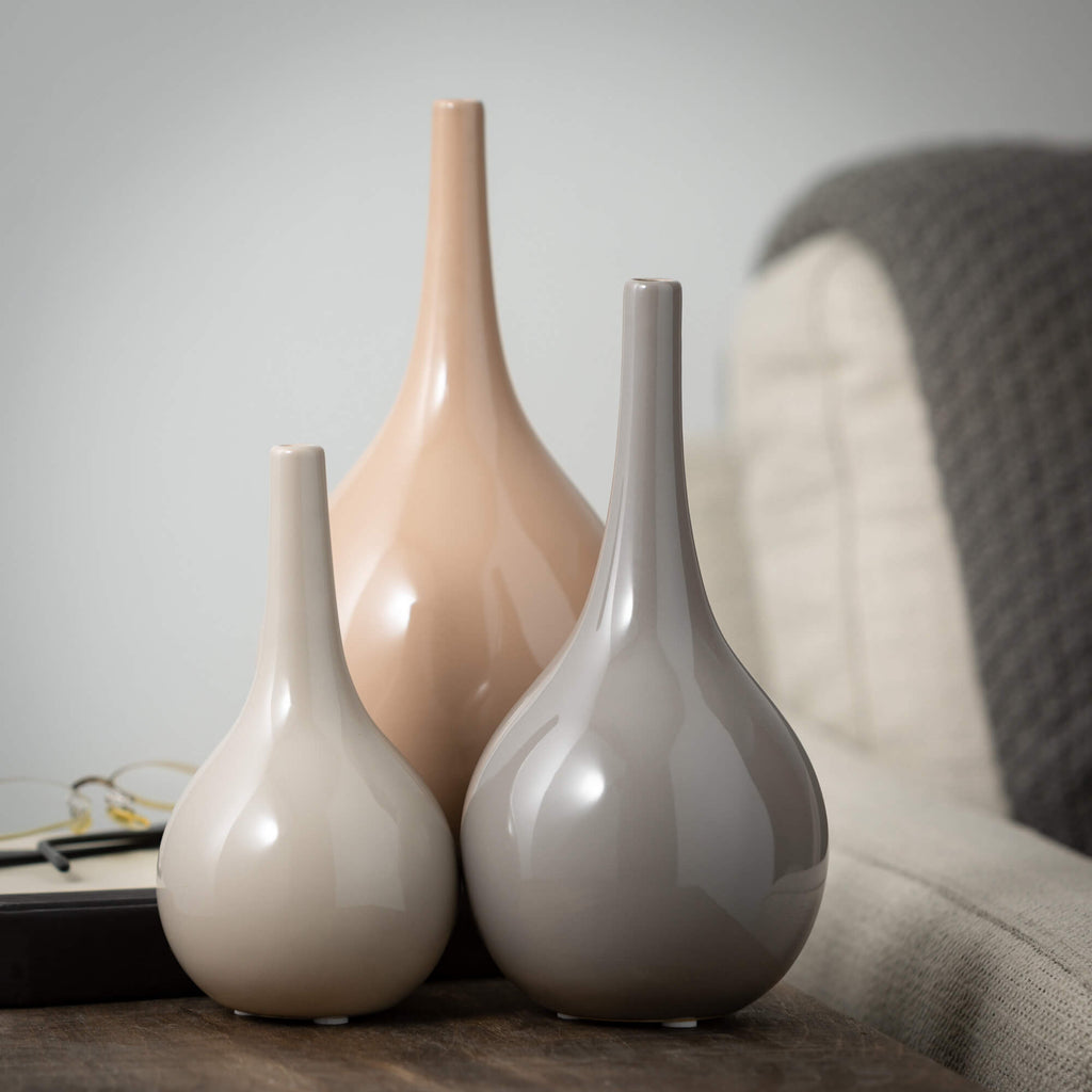 Warm Glossy Vase Set Of 3     