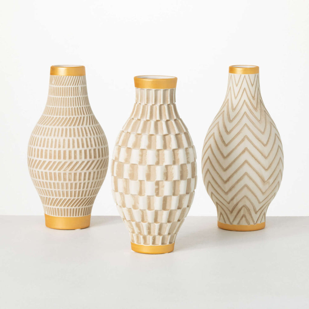 Geometric Gold Trimmed Vases  